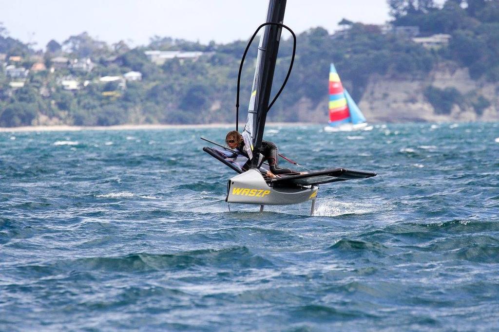 Foiling Gybe by youngest entrant 14 year old Francesco Kayrouz  © John Adair